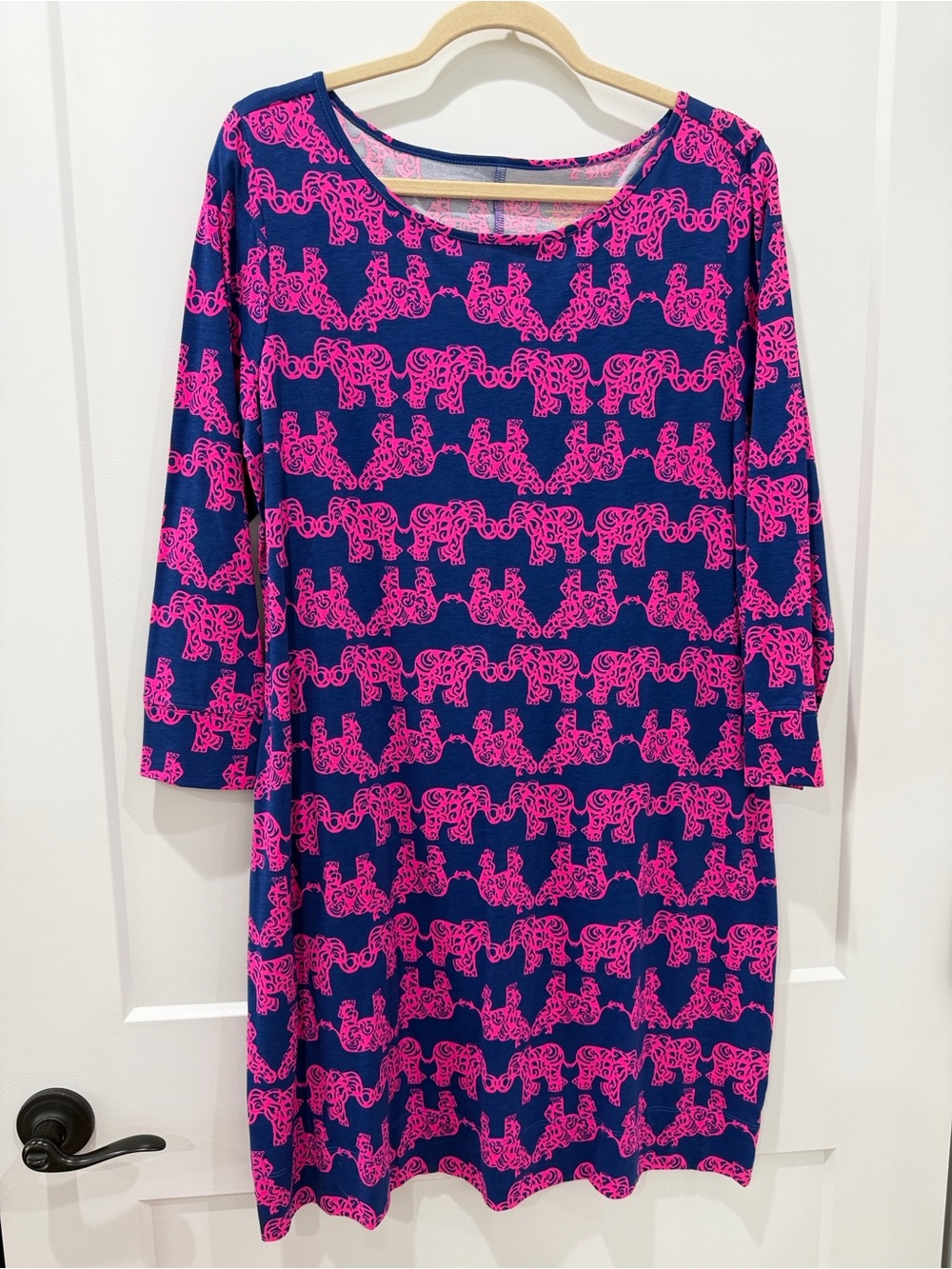 Lilly Pulitzer Marlowe Dress Pack Your Trunk Navy and Pink XL